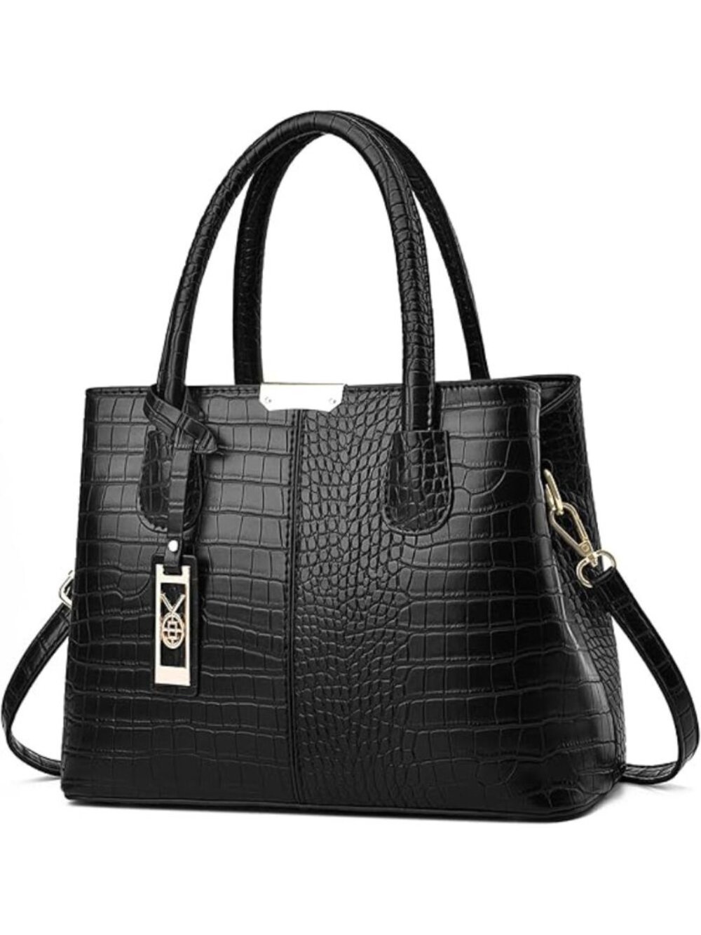 Women's D3 Black Shoulder Tote Bags Top Handle Satchel Purses and Handbags